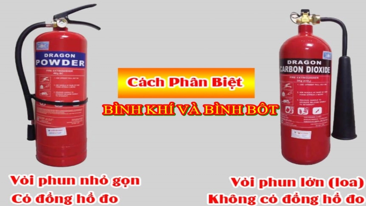 phân biệt bình bột và bình khí chữa cháy